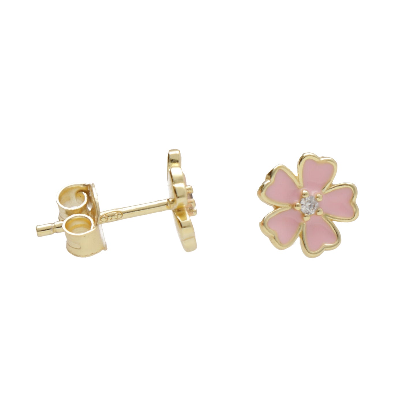 OR FIORE SMALTO ROSA CON ZIRCONE