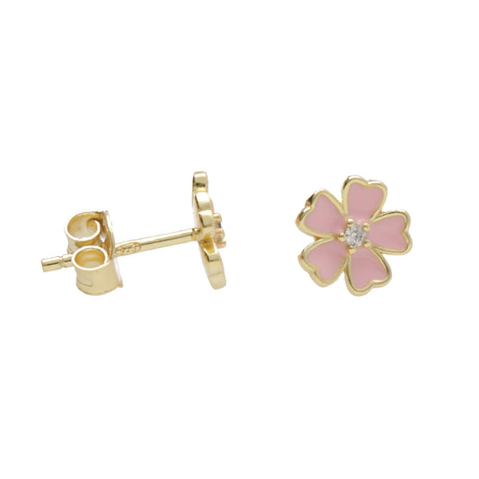 OR FIORE SMALTO ROSA CON ZIRCONE