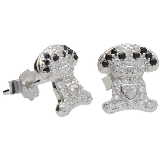 OR CANE ZIRC NERI E BIANCHI CON CUORE
