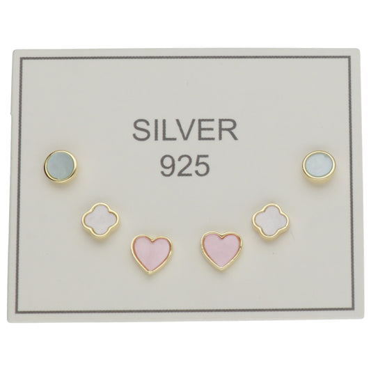 SET ORECCHINI CUORE CERCHIO E FIORE