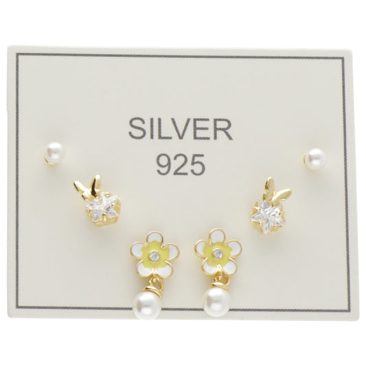 SET ORECCHINI CON FIORE E ZIRCONI