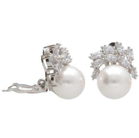 OR CLIP SENZA PERNO ZIRCONI E PERLA