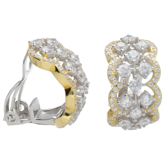 OR CLIP SENZA PERNO ZIRCONI BICOLORE