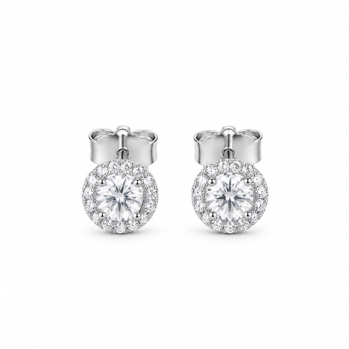 OR PIETRA TONDA E ZIRCONI 7 MM MOISSANITE