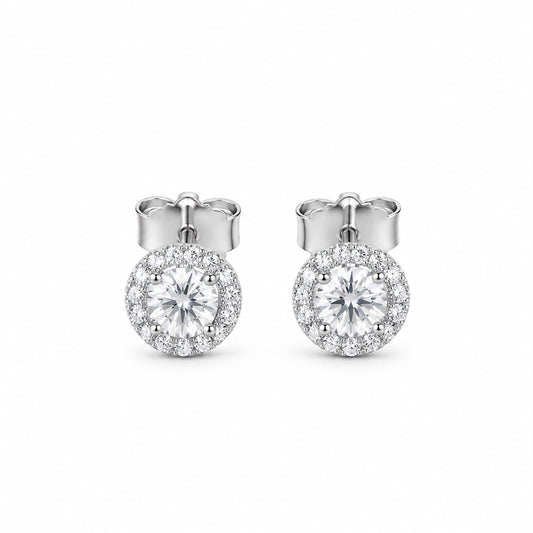 OR PIETRA TONDA E ZIRCONI 7 MM MOISSANITE