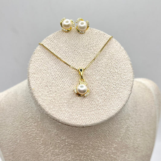 SET CL + OR PERLA E SPIRALE ZIRCONI