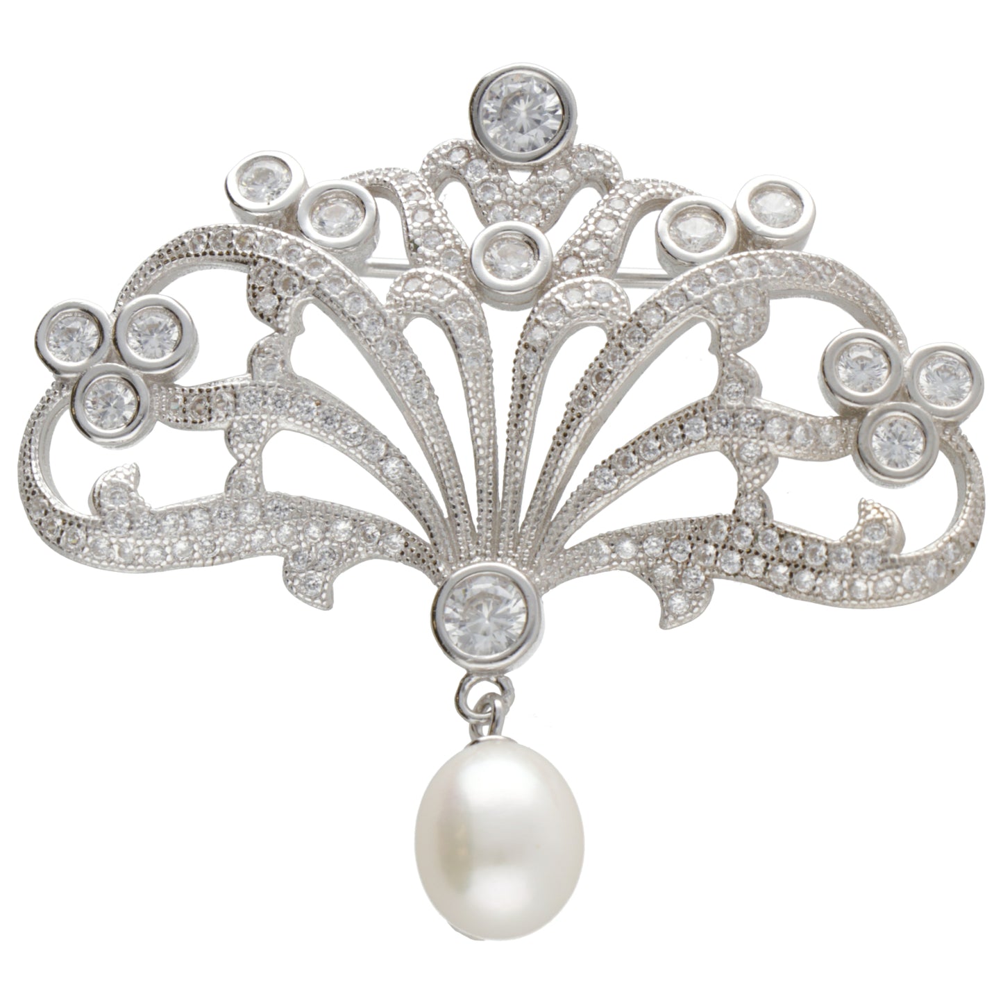 SPILLA DECORAZIONE ZIRCONI E PERLA