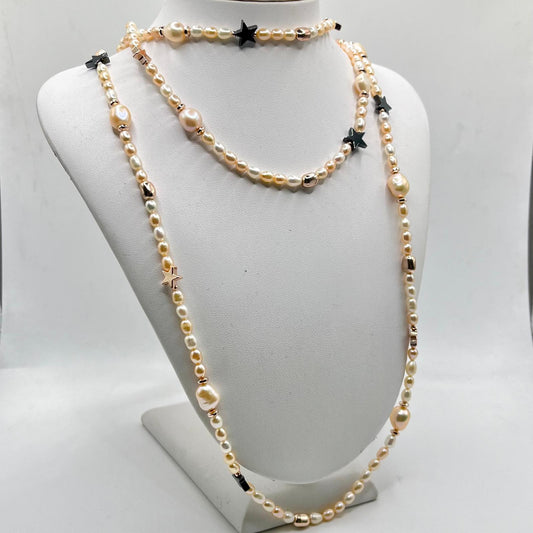 CL 3 FILI CON PERLE E STELLE NERE