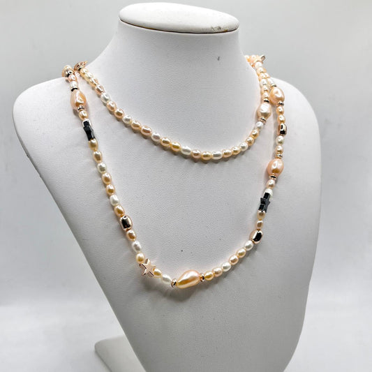 CL LUNGA PERLE E STELLE NERE