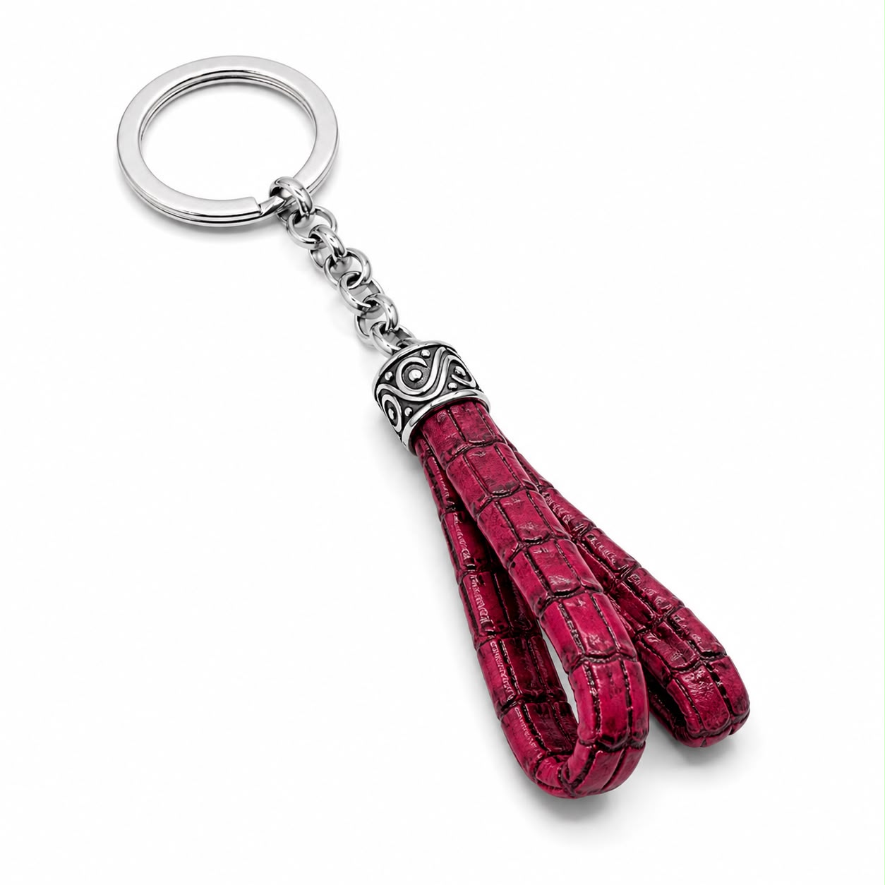 KEY RING WITH WORKED ELE+ LEATHER