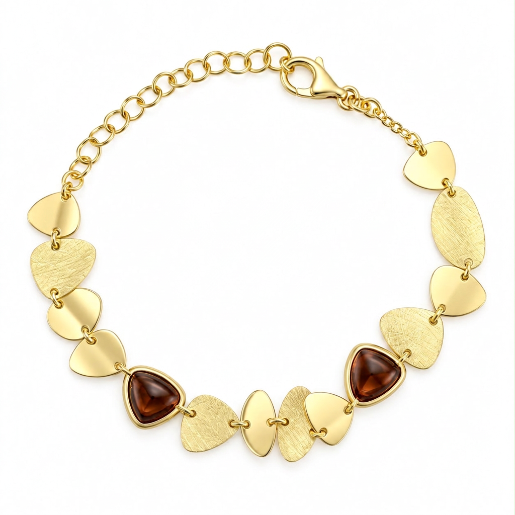 Bracciale con pietre marrone lucido