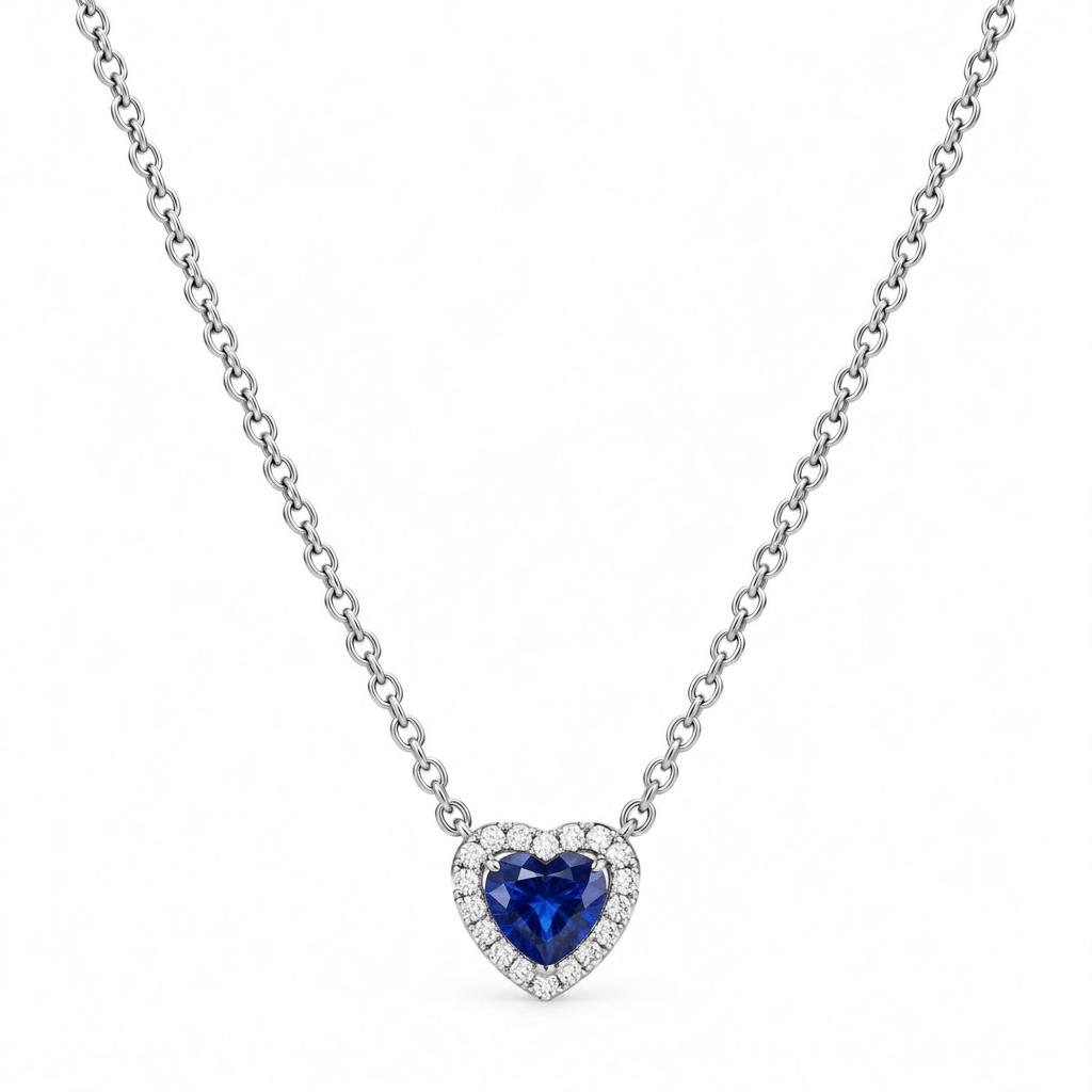 Collana con cuore blu zaffiro