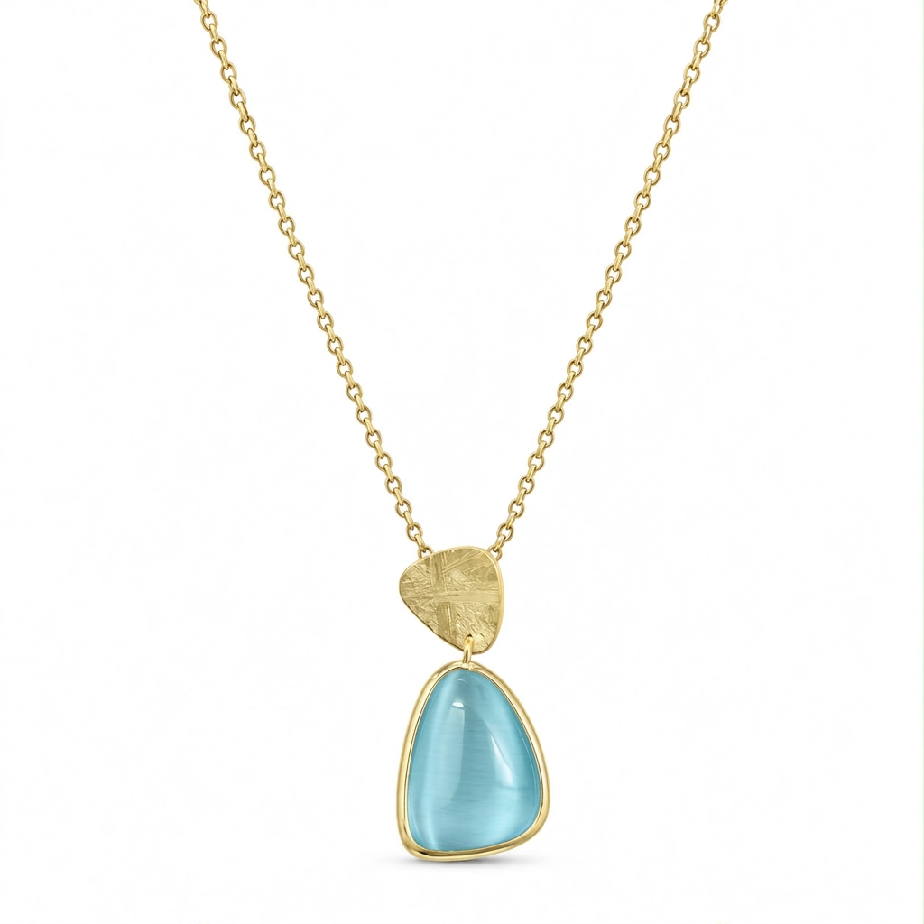 Collana con pietra azzurra acquamarina