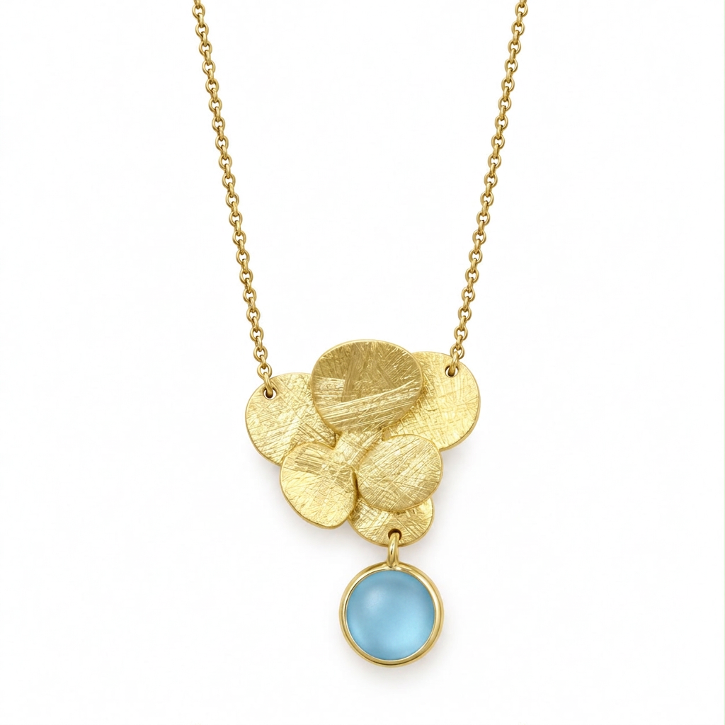 Collana con pietra azzurra opaca