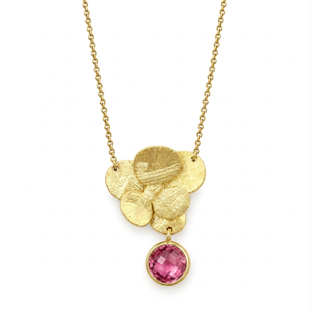 Collana con pietra rosa meno fucsia