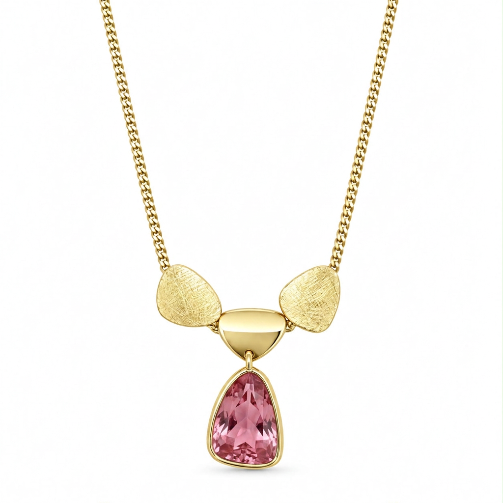Collana con pietra rosa