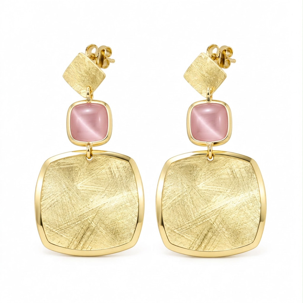Orecchini con pietre rosa chiaro